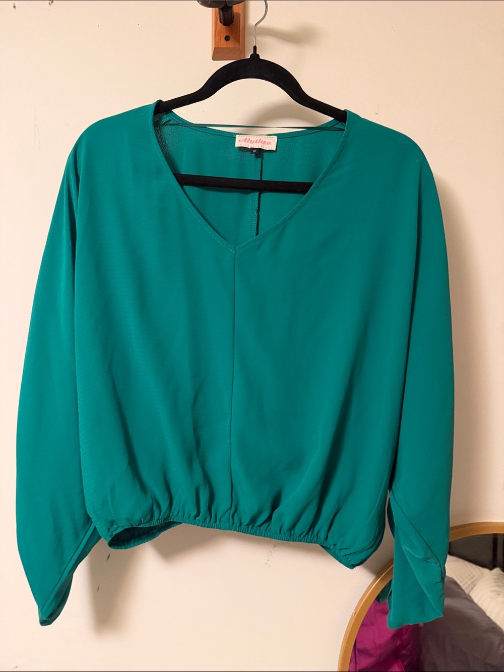 Allison Joy Teal V-Neck Long Sleeve Blouse